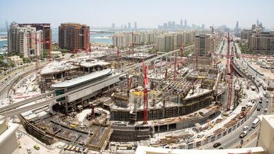 Above, construction activities progress at Nakheel Mall on Palm Jumeirah. Courtesy Nakheel