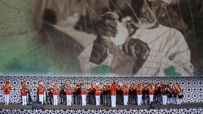 Police band perform during the opening of the Sheikh Zayed Heritage Festival at Al Wathba in Abu Dhabi. Ravindranath K / The National