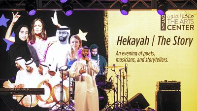 Emirati spoken-word artist Salem Al Attas emceed the event with a wry commentary which combined jokes and poetry. Courtesy Nikith Nath