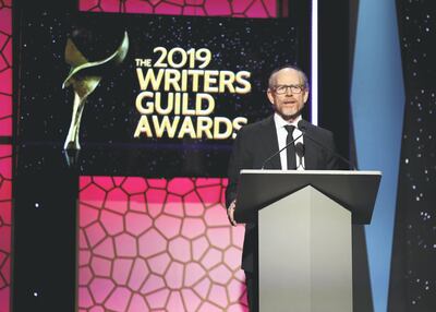 Ron Howard speaks onstage during the 2019 Writers Guild Awards LA ceremony. Getty Images