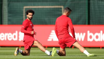 Liverpool's Mohamed Salah during training. Reuters