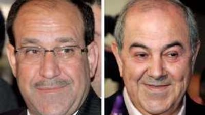 The close results in Iraq's elections between the parties of the two candidates, the prime minister Nouri al Maliki (left) and former prime minister Ayad Allawi, is a sign of strength for the new democracy, one reader says. Ali Abbas / EPA