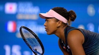 Naomi Osaka waits for a serve from Kristina Mladenovic. AP Photo