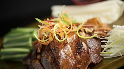 Chop Suey, Jumeirah’s Chinese restaurant, interiors and their Peking Duck. CREDIT: Courtesy Chop Suey