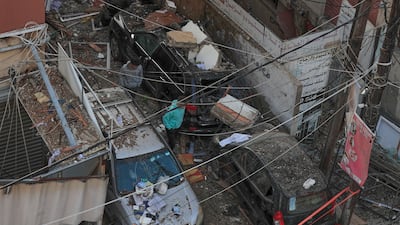 The site where an Israeli air strike hit an apartment in the southern port city of Sidon. AP