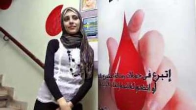 Shahinaz Mohamed also volunteers at a blood donation clinic in Cairo.