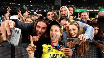 Sophie Molineux celebrates with fans in Melbourne. Getty