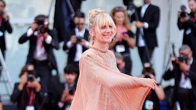 Melanie Laurent wears a nude, sequinned Gucci dress. Getty Images