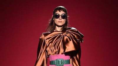 There were many references to Schiaparelli’s legacy, her shocking pink and her wide-shouldered silhouette, but there was a quirky eccentricity that will warm a new fan base. Pascal Le Segretain / Getty Images