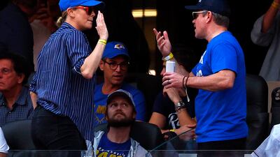 Matt Damon and Charlize Theron attend Super Bowl LVI between the Los Angeles Rams and the Cincinnati Bengals. Getty Images