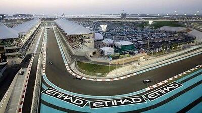 The Formula One race from Shams Tower, Yas Marina Circuit. ( Ryan Carter / The National )