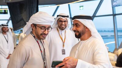 Sheikh Said bin Zayed, Deputy Prime Minister and Minister of Interior, with Sheikh Abdullah bin Zayed, Minister of Foreign Affairs, in Shams Tower. Ryan Carter / Presidential Court
