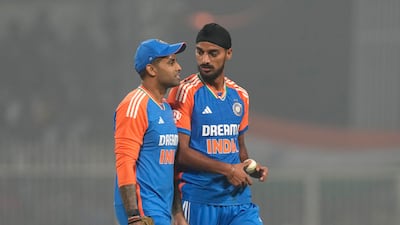 Arshdeep Singh, right, picked up two early wickets. AP