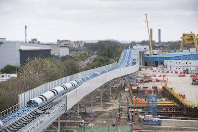 Undated HS2 handout photo of the conveyor at Old Oak Common in west London being constructed. The Sun claims HS2 could stop at Old Oak Common because of the cost of completing the line into central London's Euston station. Issue date: Tuesday November 22, 2022.