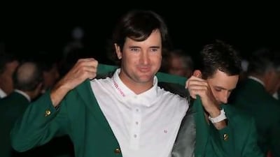 Bubba Watson's green jacket has remained in the wardrobe but there is an extra tiny one for his baby.