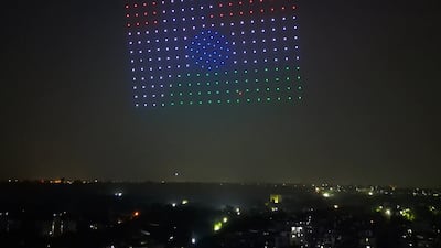 About 250 drones were used in formations showing the partnership between the UAE and India in a show organised at the Indian Institute of Technology IIT Delhi campus. Photo: Screen grab / Botlab Dynamics