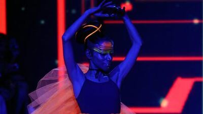 epa05236663 A model presents a ElektroCouture creation by Berlin-based designer Lisa Lang during the Lakme Fashion Week (LFW) Summer/Resort 2016 in Mumbai, India, 30 March 2016. The LFW runs until 03 April. EPA/DIVYAKANT SOLANKI