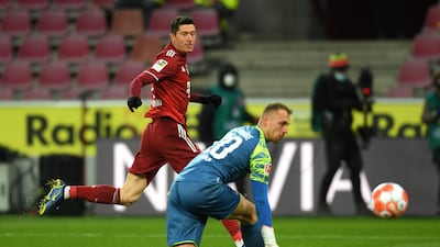 Robert Lewandowski scores Bayern Munich's third goal - and his second - against Cologne. Getty