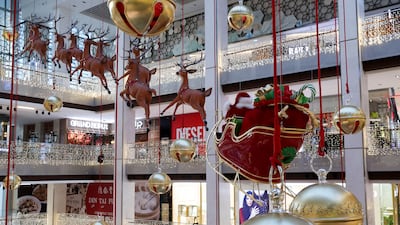 Extravagant and festive Christmas decorations at The Galleria Mall Al Maryah Island. Khushnum Bhandari / The National