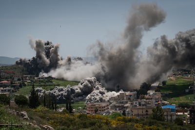 Israeli bombs land in Nabatieh, Lebanon, on Thursday, despite a ceasefire. Getty Images