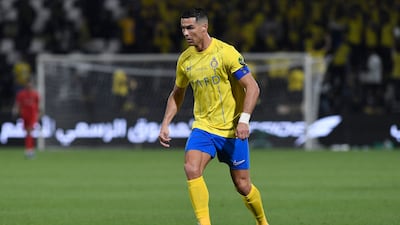 Al Nassr striker Cristiano Ronaldo controls the ball. AFP