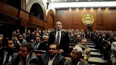 Essam El Erian, vice-chairman of the Freedom And Justice party, during a session at the Shura Council building in Cairo.