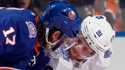 Phil Kessel, right, of the Toronto Maple Leafs may be on the trading block after signing a long-term contract in Toronto. Bruce Bennett/Getty Images