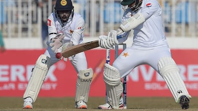 Abid Ali on his way to a century on Test debut against Sri Lanka in Rawalpindi. AFP