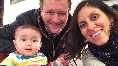 Nazanin Zaghari-Ratcliffe with her husband, Richard Ratcliffe, and their daughter Gabriella, who is now 8. PA