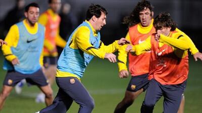 Barcelona players train in Japan ahead of their bid to win the Club World Cup.