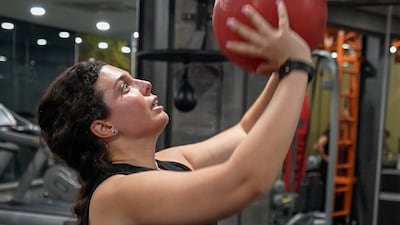 A woman trains at the Helfawi Fitness Club in Damascus, home to Syria's first Hyrox community. Ahmad Fallaha / The National