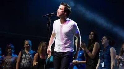 Pat Monahan performs the song Mermaid with audience members during the du World Music Festival. Duncan Chard for The Nationa