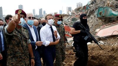 French President Emmanuel Macron visited Beirut in the aftermath of the port explosion on August 4, 2020. Reuters