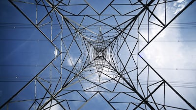 An electricity pylon in Romney, in southern Britain. EPA