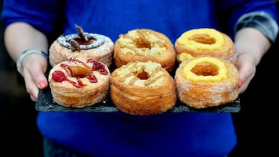 Jennifer Rinkoff, of the Rinkoff bakery in East London, claims to have been the first to import the delicious croissant-doughnut – created by New York-based French chef Dominique Ansel – into Britain. Ben Stansall / AFP