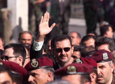 Bashar Al Assad at the funeral procession of his father Hafez in Damascus, on June 13, 2000. AFP