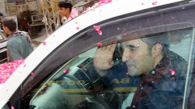 Fleets of bulletproof vehicles, like this one chairman of opposition political party Pakistan People Party Bilawal Bhutto Zardari is photographed riding in, are just some of the assets to have been declared by Pakistan's election candidates. Bilawal Bhutto Zardari is son of late Pakistani Prime Minister Benazir Bhutto and former President of Pakistan Asif Ali Zardari. Waqar Hussain / EPA