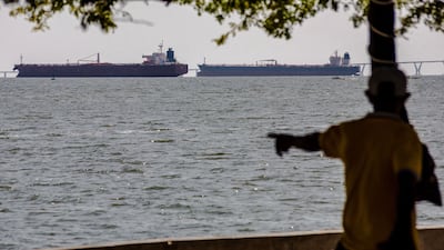 Two crude oil tankers at Lake Maracaibo, in Venezuela. A rebound in the country's output will also be supported by work in the Maracaibo Basin. AFP