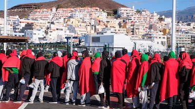 Migrants arrive at the harbour in Los Cristianos, Tenerife, in Spain, on November 18. EPA