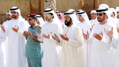 Sheikh Tahnoun bin Mohammed bin Khalifa, the Ruler's Representative in the Eastern Region, attends Commemoration Day events in Al Ain. Wam