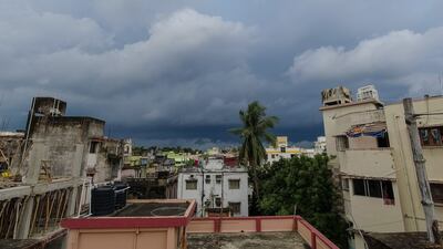 Dark storm clouds are seen in Kolkata as Cyclone Gulab prepares to make landfall in east coast of India. Photo: Getty Images