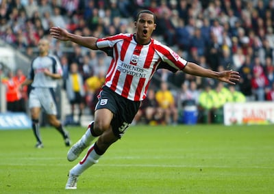 Theo Walcott scoring for Southampton in a Championship match against Stoke City in October 2005. Getty Images