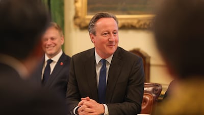 David Cameron speaks as Prime Minister Rishi Sunak hosts his weekly Cabinet meeting in 10 Downing Street. Photo: No 10 Downing Street