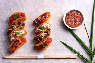 Nobu's famous tacos are on its brunch menu. Courtesy Atlantis, The Palm