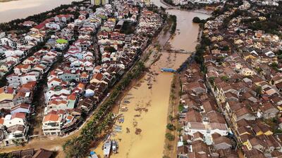 This aerial photograph shows the old city of Hoi An, a UNESCO world heritage site, in the aftermath of Typhoon Molave. AFP