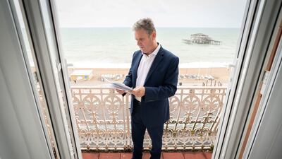 Britain's Labour Party leader Keir Starmer prepares his conference speech before addressing delegates. The annual Labour Party conference is taking place in Brighton, on the south coast of England. Reuters