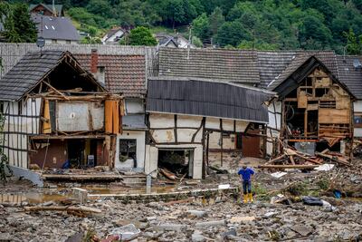 Destroyed houses in Schuld, Germany, after extreme floods in the region. Photo: AP