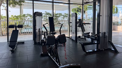 The communal gym, which has a view of the Palm