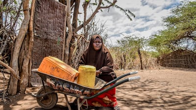 Thirty-eight-year-old Janai owns a wheelbarrow, which she uses to fetch water from the tap stands and sell to some households. Janai came to the camp in 1991 from Kismayu, Somalia, with six members of her family including both her parents. Her parents have both died. She has 10 children, all who were born inside the camp. Her eldest child is 19, and the youngest, 18 months.