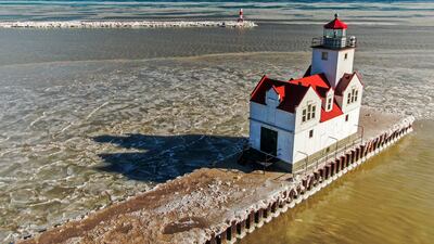 Lake Michigan ice formations by the Algoma Pierhead Lighthouse in Algoma, Wisconsin. EPA